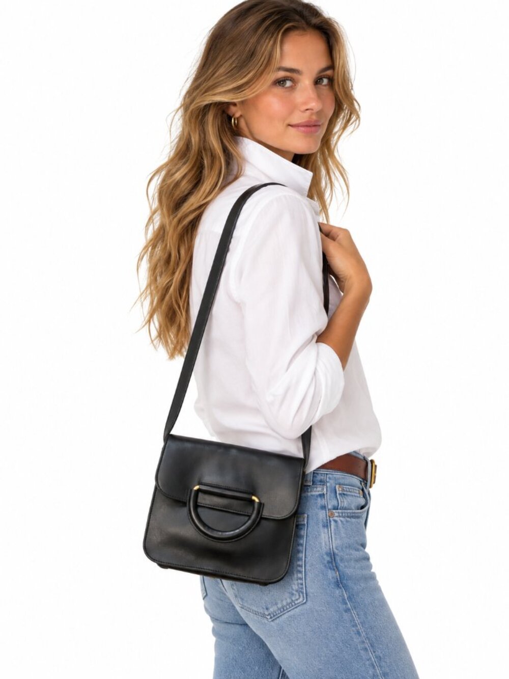 Madewell Holland Shoulder Bag True Black Leather Convertible Crossbody Purse